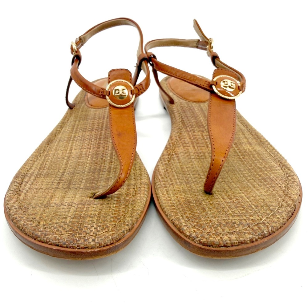 Sam Edelman Gigi Signet Sandals Women 8.5 Brown Leather T-Strap Flat Boho Summer - Picture 8 of 12